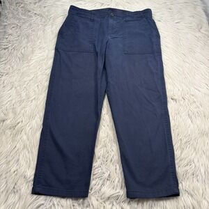 Calvin Klein Women's L Navy Cropped Utility Pants Classic Minimalist